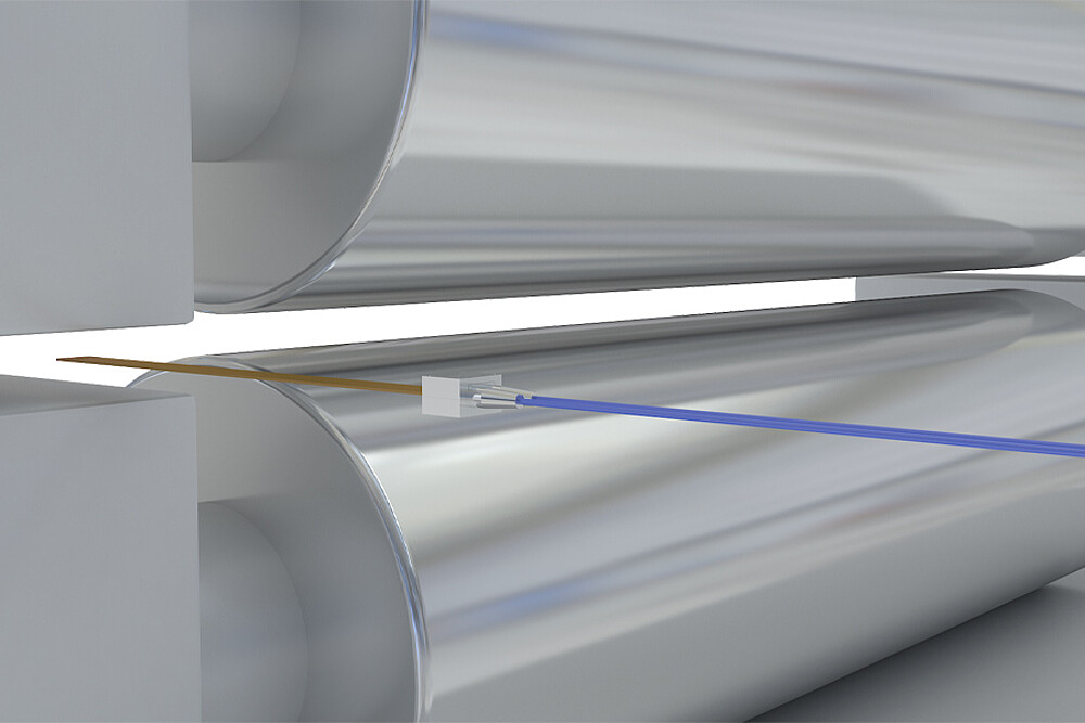 Medición de la separación entre rodillos en procesos de calandrado